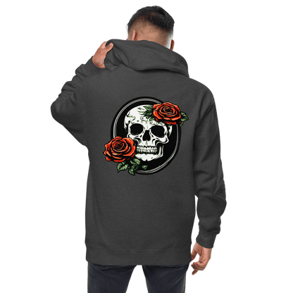 Skull and Rose Unisex fleece zip up hoodie - DeathDrip Branding - DeRose Seasonal