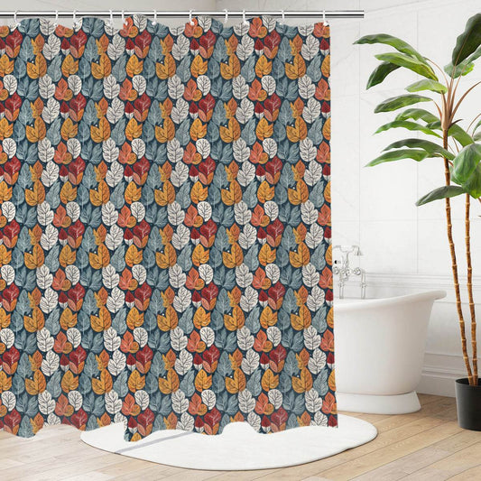 Fall into Winter Bathroom Four-Piece Set(Shower Curtain + Toilet Cover Mat + Toilet Foot Mat + Floor Mat)| Polyester - DeRose Seasonal