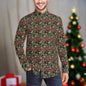 Vintage Christmas Men's Classic Long-Sleeved Button up Polyester Dress Shirt - DeRose Seasonal