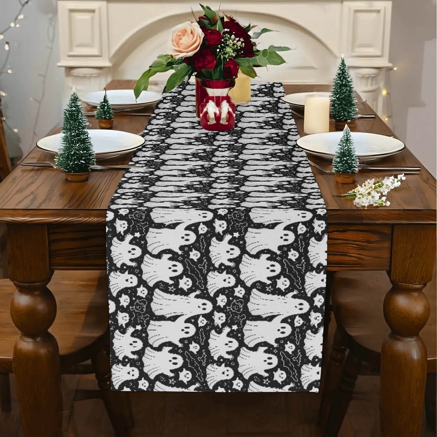Vintage Ghost Polyester Table Runner - DeRose Seasonal