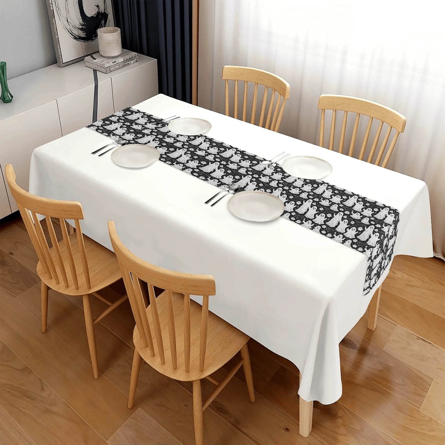 Vintage Ghost Polyester Table Runner - DeRose Seasonal
