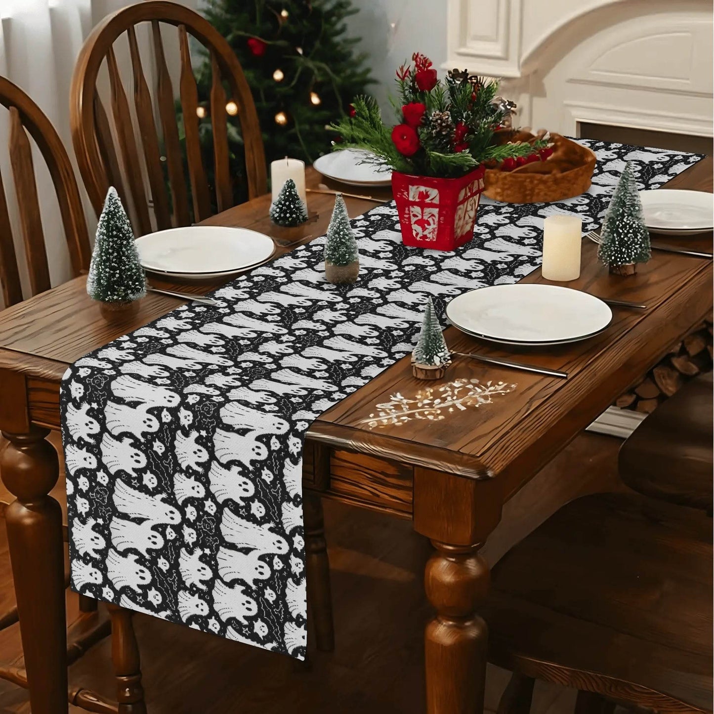 Vintage Ghost Polyester Table Runner - DeRose Seasonal