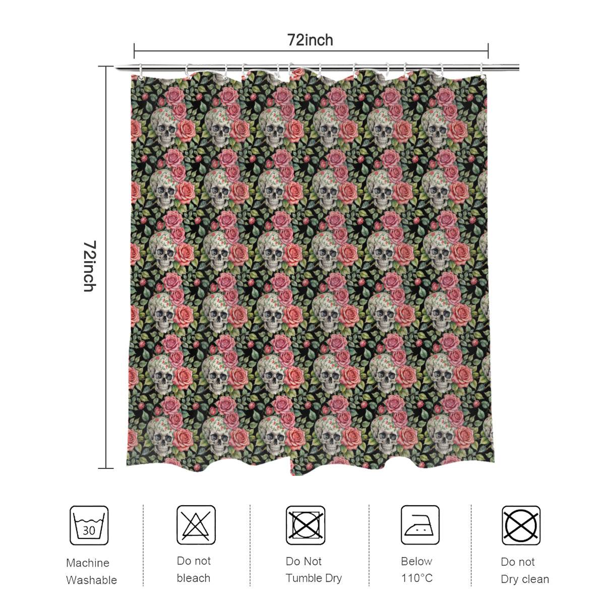 Pink Skulls Bathroom Four-Piece Set(Shower Curtain + Toilet Cover Mat + Toilet Foot Mat + Floor Mat)| Polyester - DeRose Seasonal