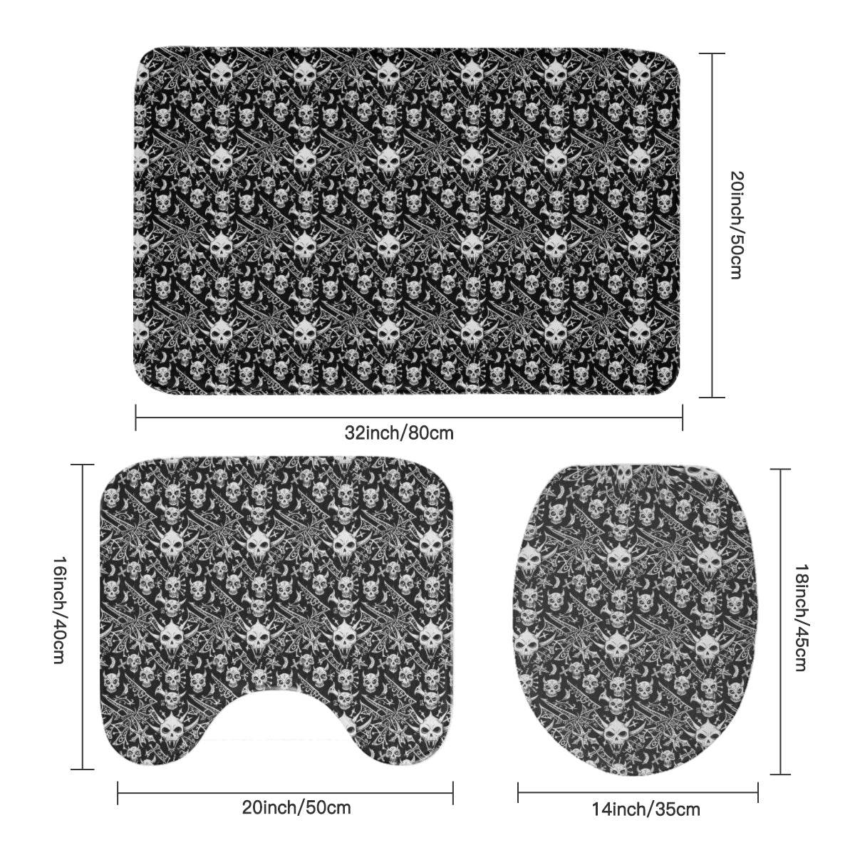 Little Devils Bathroom Four-Piece Set(Shower Curtain + Toilet Cover Mat + Toilet Foot Mat + Floor Mat)| Polyester - DeRose Seasonal