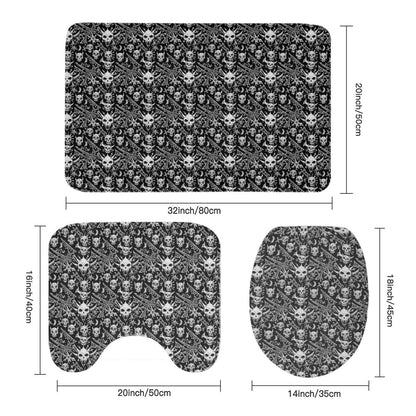 Little Devils Bathroom Four-Piece Set(Shower Curtain + Toilet Cover Mat + Toilet Foot Mat + Floor Mat)| Polyester - DeRose Seasonal
