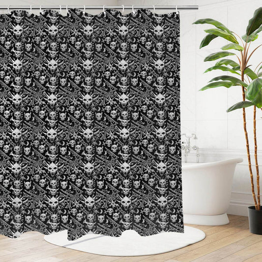 Little Devils Bathroom Four-Piece Set(Shower Curtain + Toilet Cover Mat + Toilet Foot Mat + Floor Mat)| Polyester - DeRose Seasonal