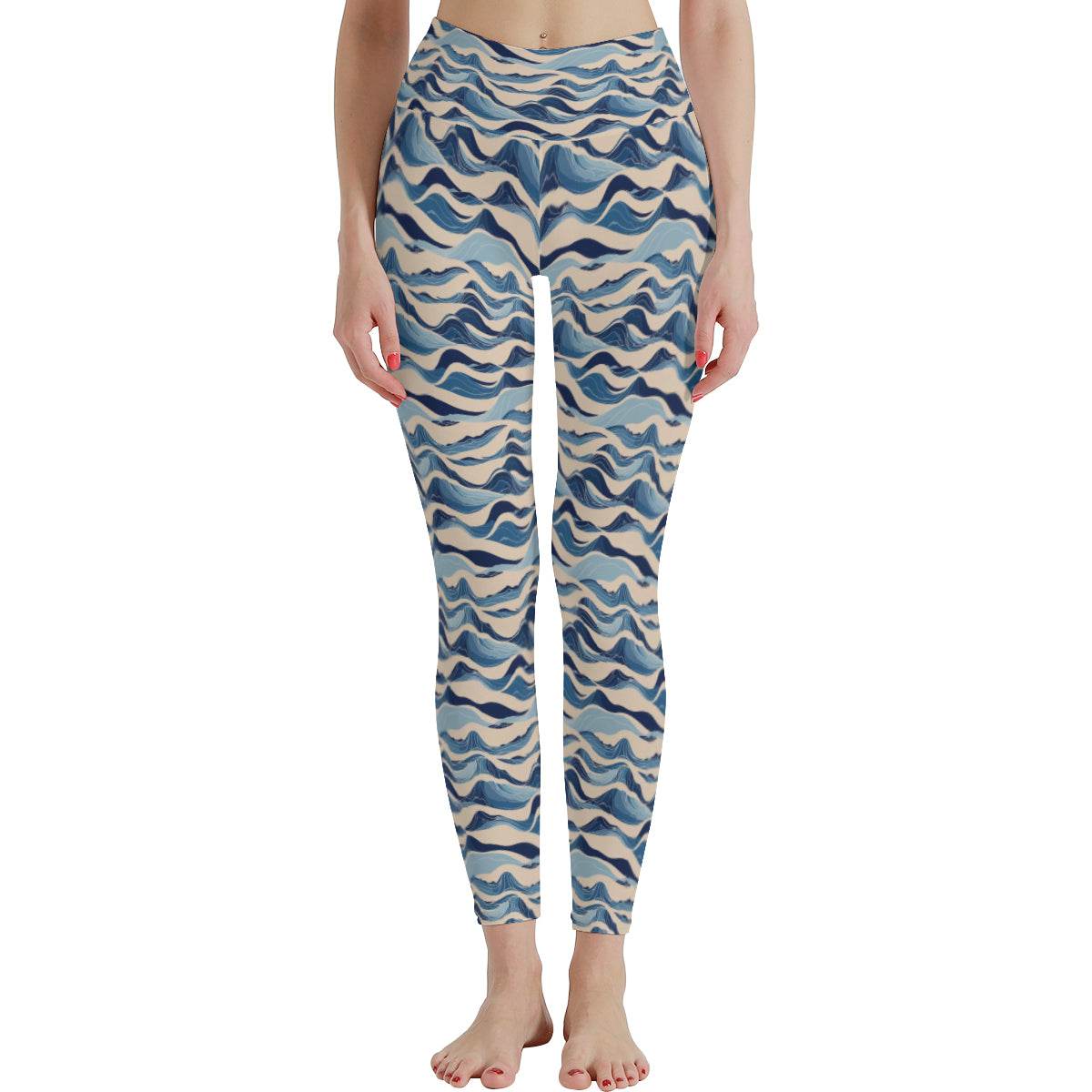 Blue Waves Women's Polyester Yoga pants Leggings - DeRose Seasonal