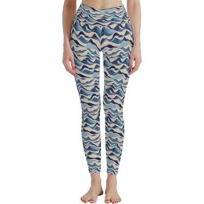 Blue Waves Women's Polyester Yoga pants Leggings - DeRose Seasonal