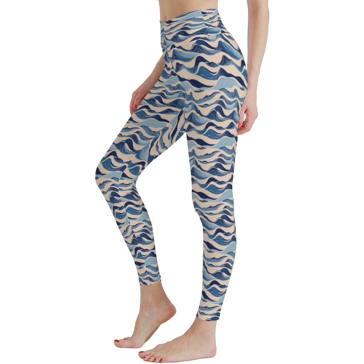 Blue Waves Women's Polyester Yoga pants Leggings - DeRose Seasonal