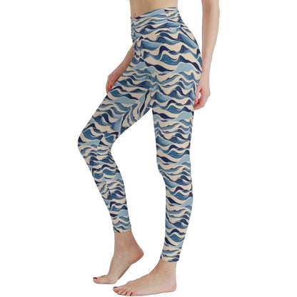 Blue Waves Women's Polyester Yoga pants Leggings - DeRose Seasonal