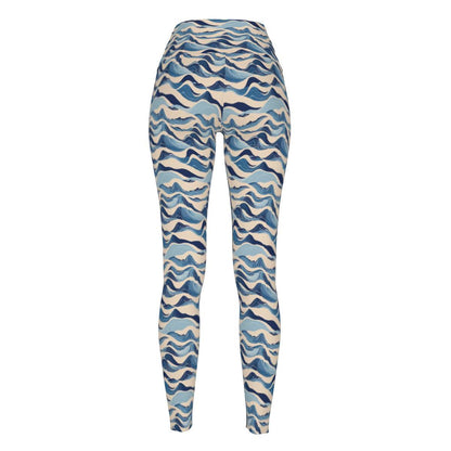 Blue Waves Women's Polyester Yoga pants Leggings - DeRose Seasonal