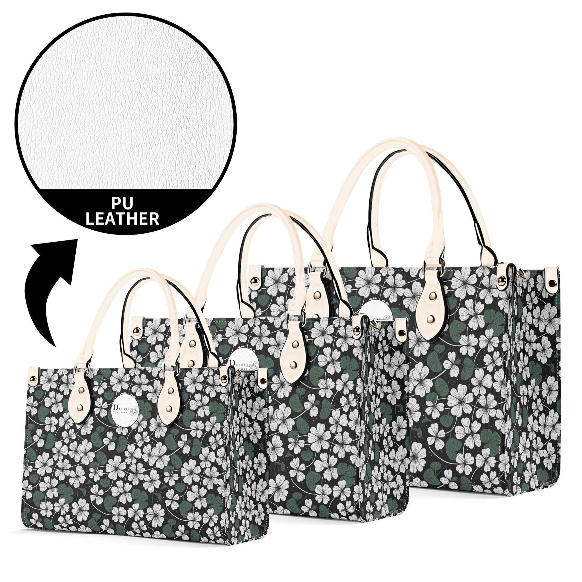 White Clover Luxury Women Leather Handbag (3 sizes) - DeRose Seasonal