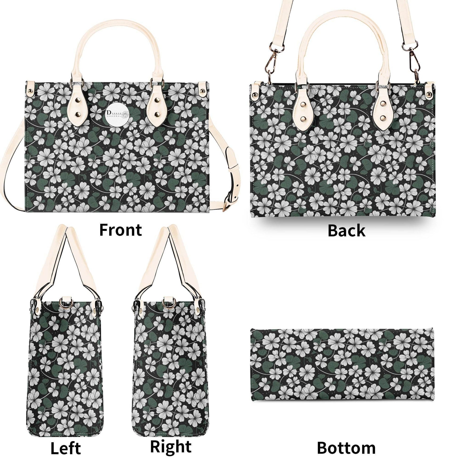 White Clover Luxury Women Leather Handbag (3 sizes) - DeRose Seasonal