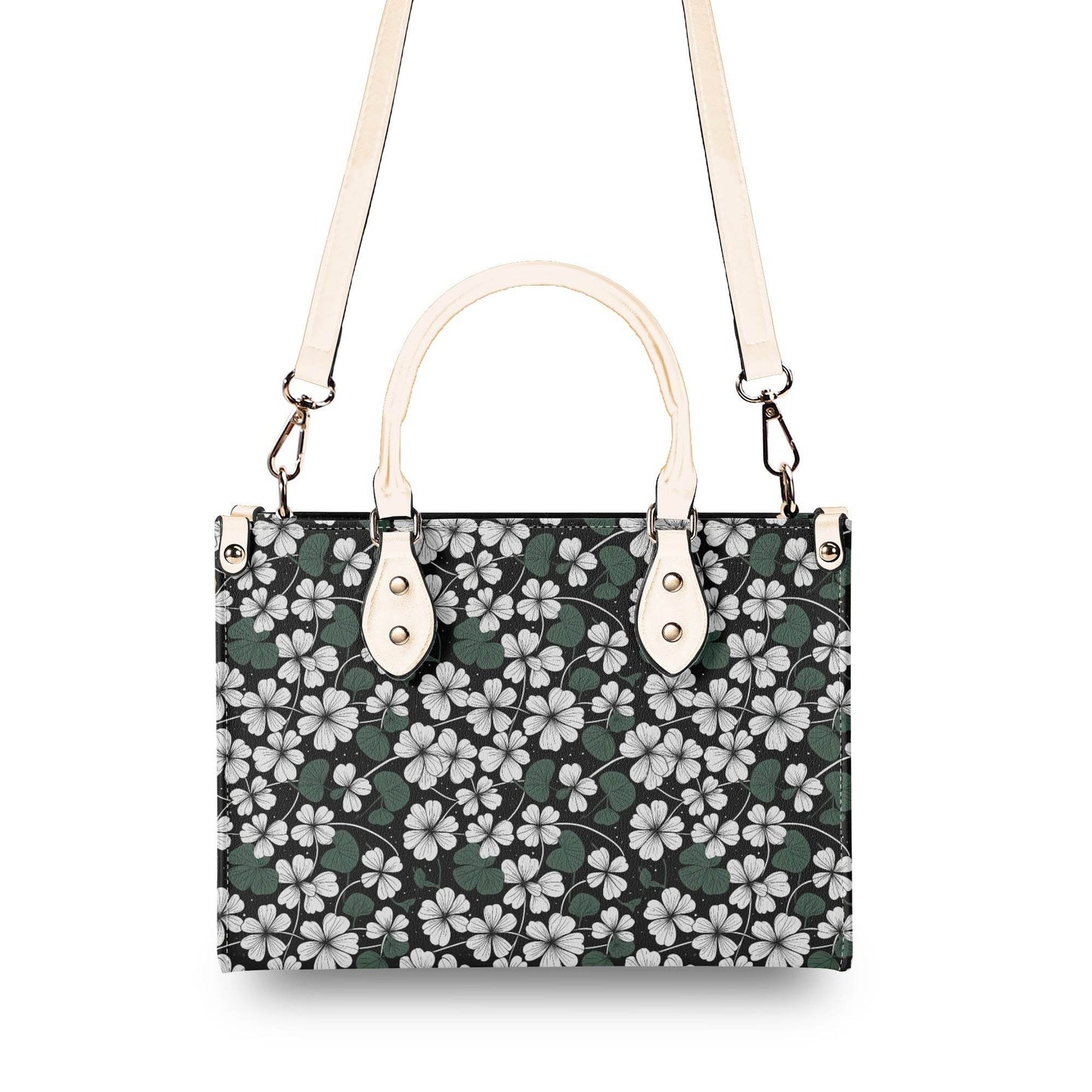 White Clover Luxury Women Leather Handbag (3 sizes) - DeRose Seasonal