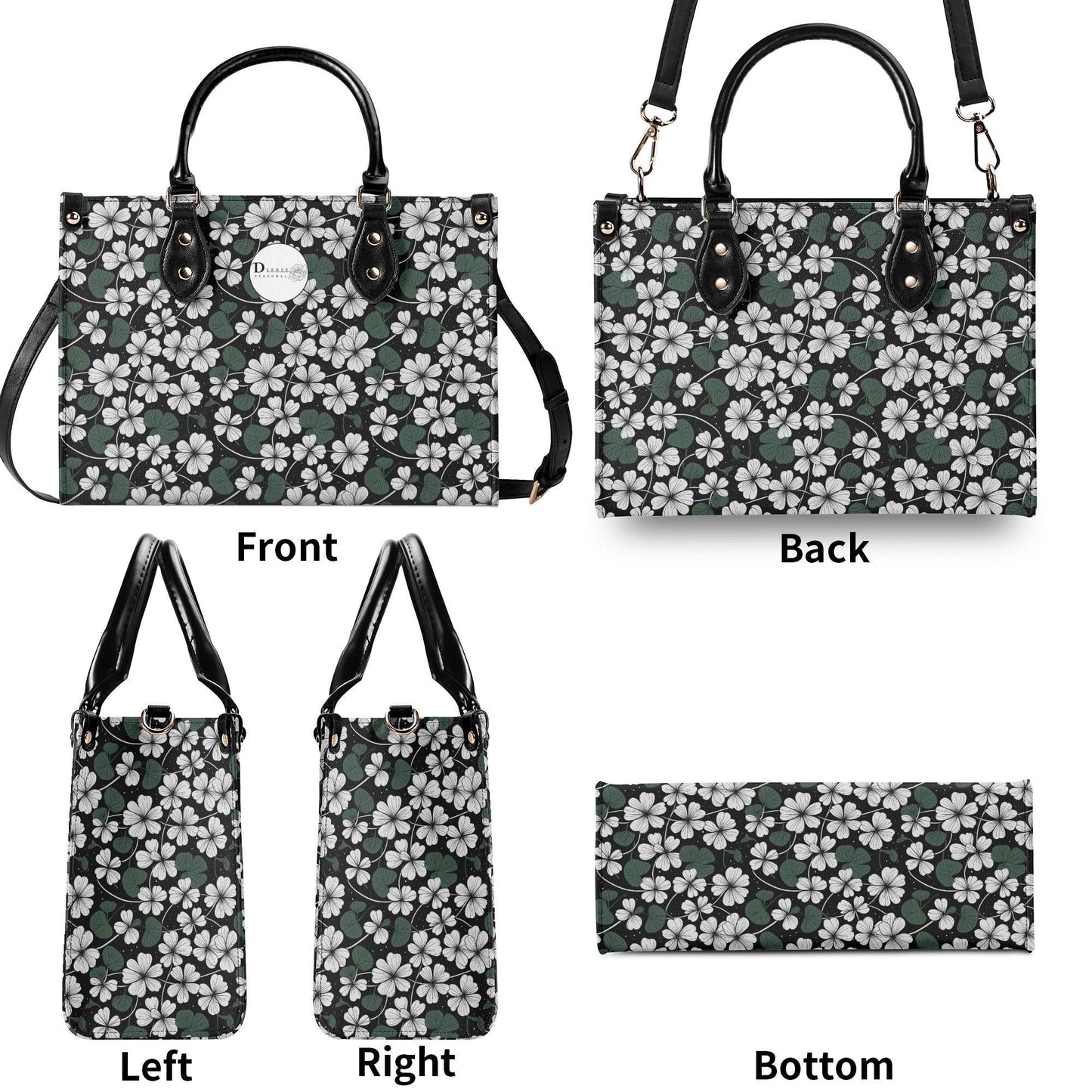 White Clover Luxury Women Leather Handbag (3 sizes) - DeRose Seasonal