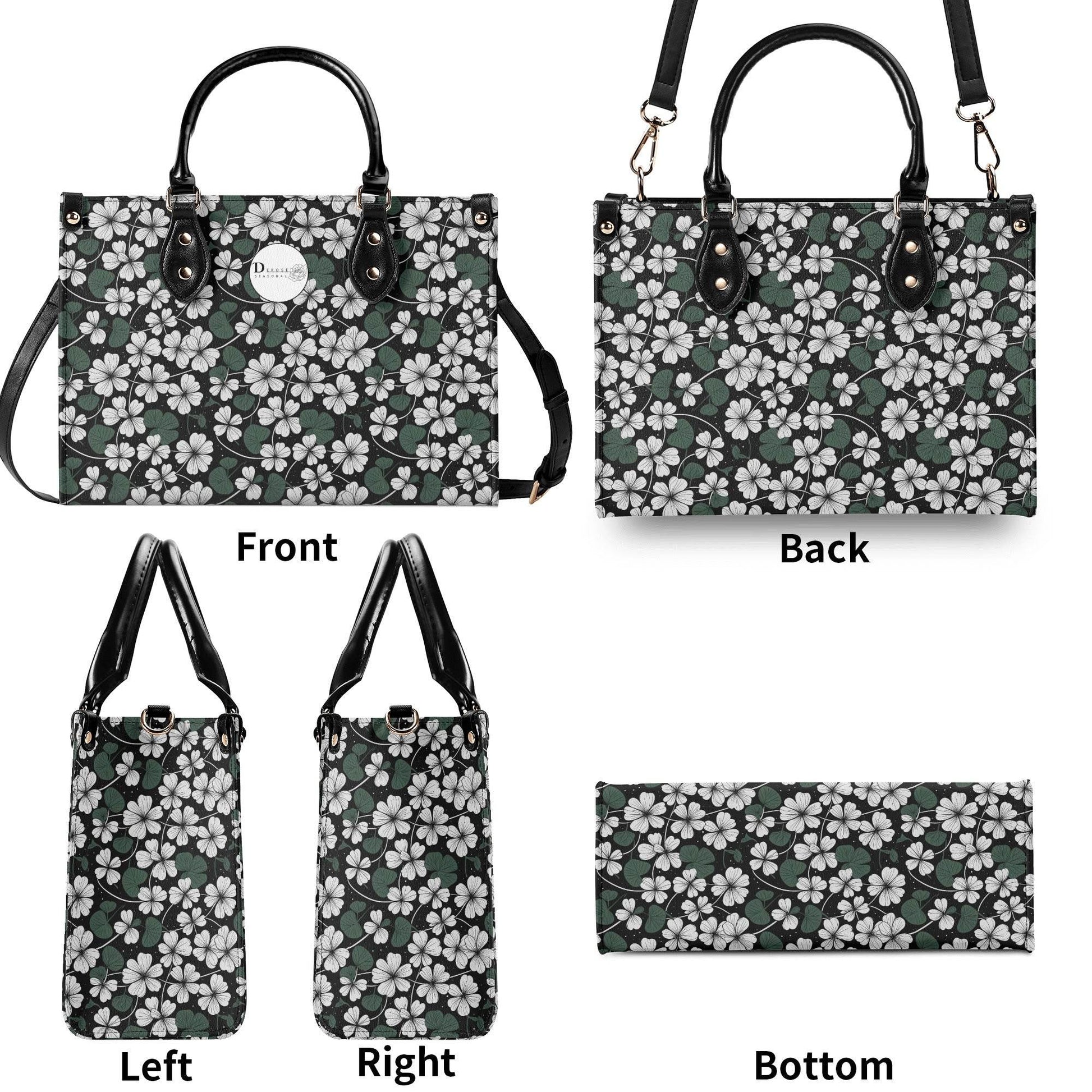 White Clover Luxury Women Leather Handbag (3 sizes) - DeRose Seasonal