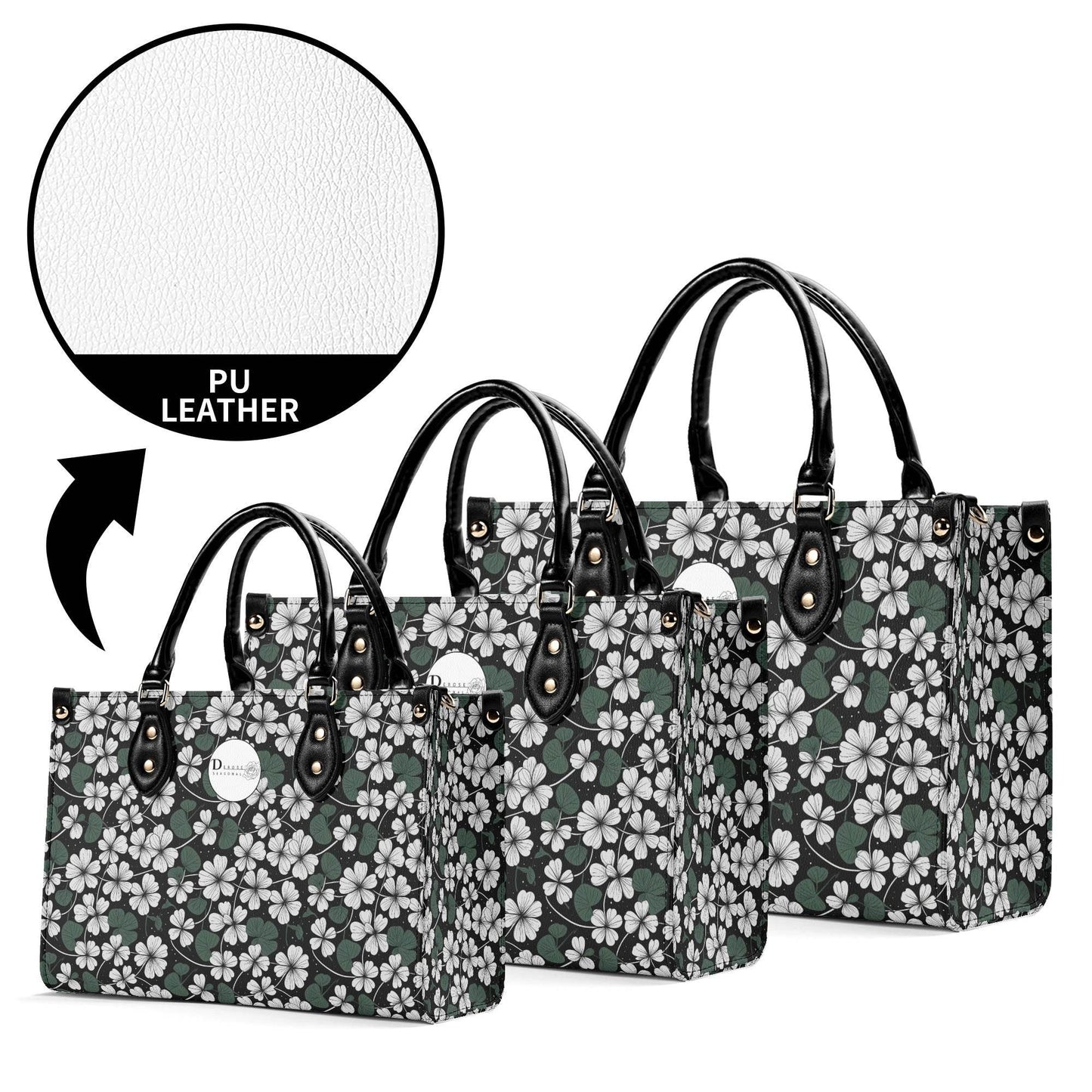 White Clover Luxury Women Leather Handbag (3 sizes) - DeRose Seasonal