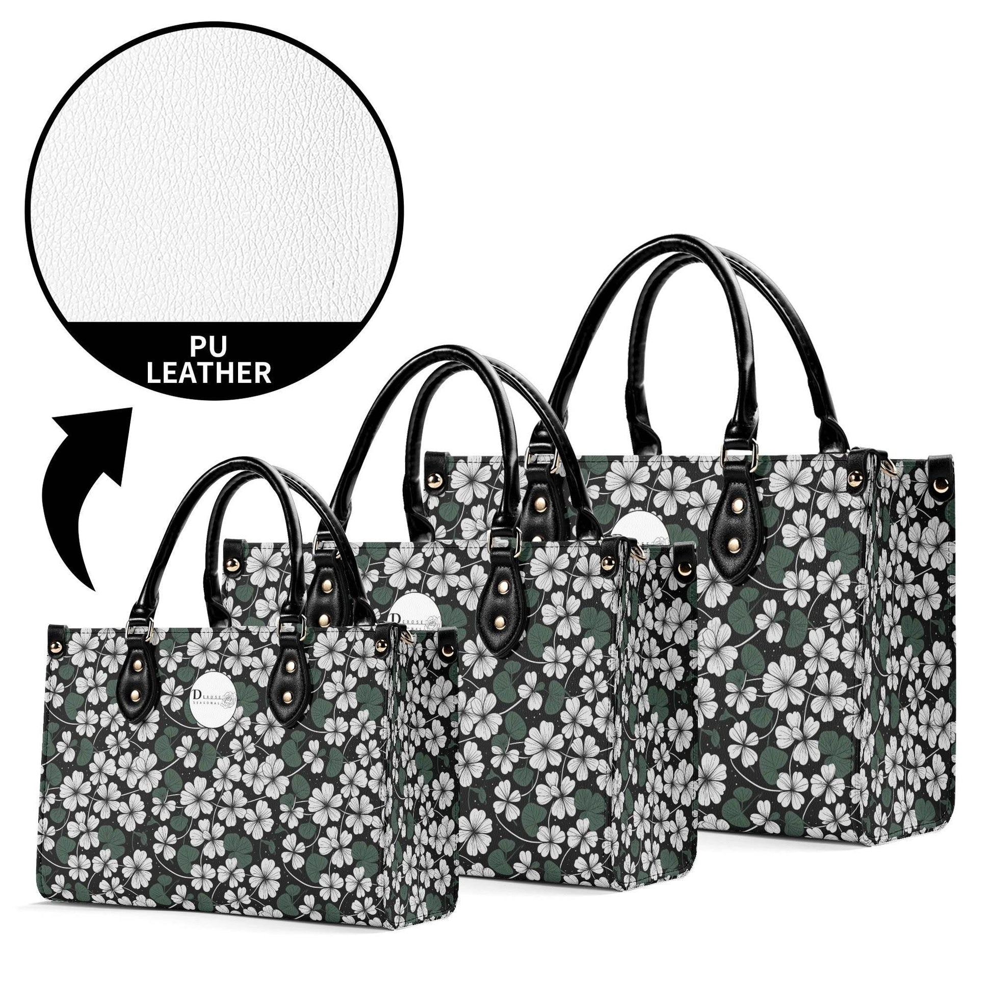 White Clover Luxury Women Leather Handbag (3 sizes) - DeRose Seasonal