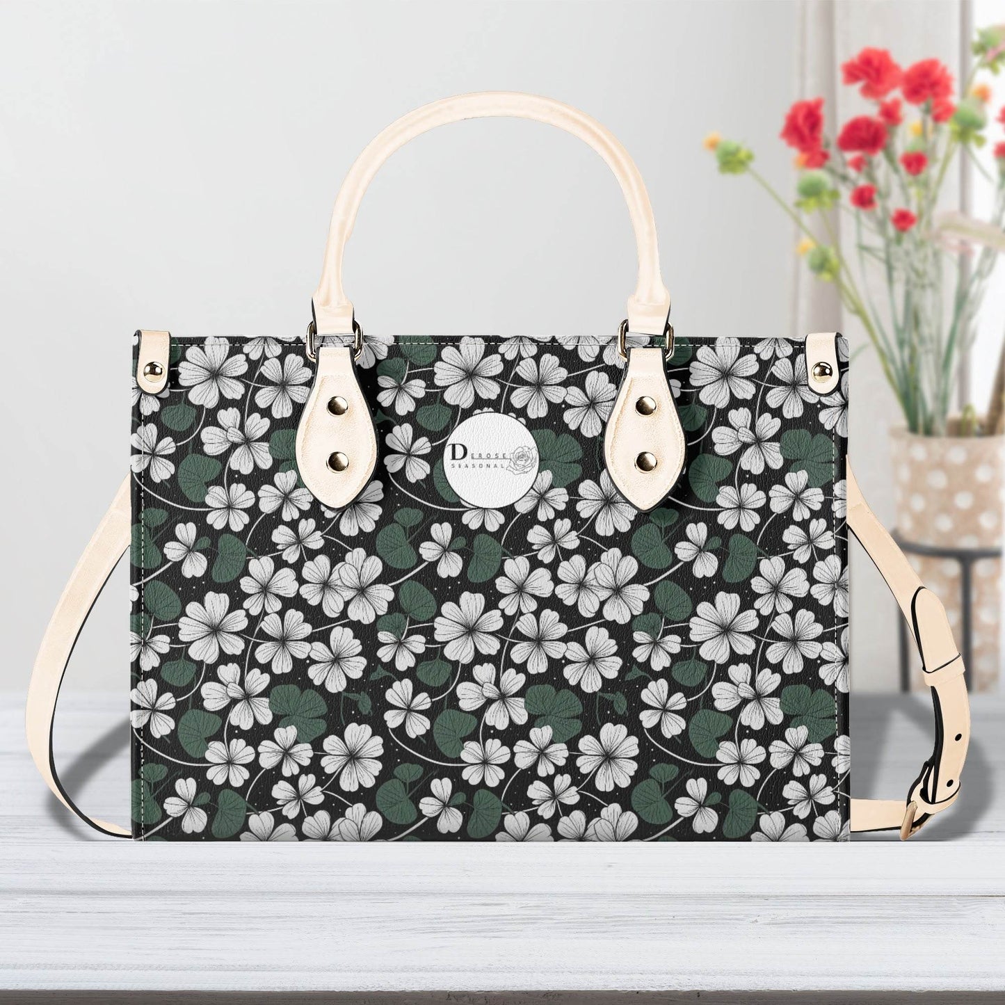 White Clover Luxury Women Leather Handbag (3 sizes) - DeRose Seasonal