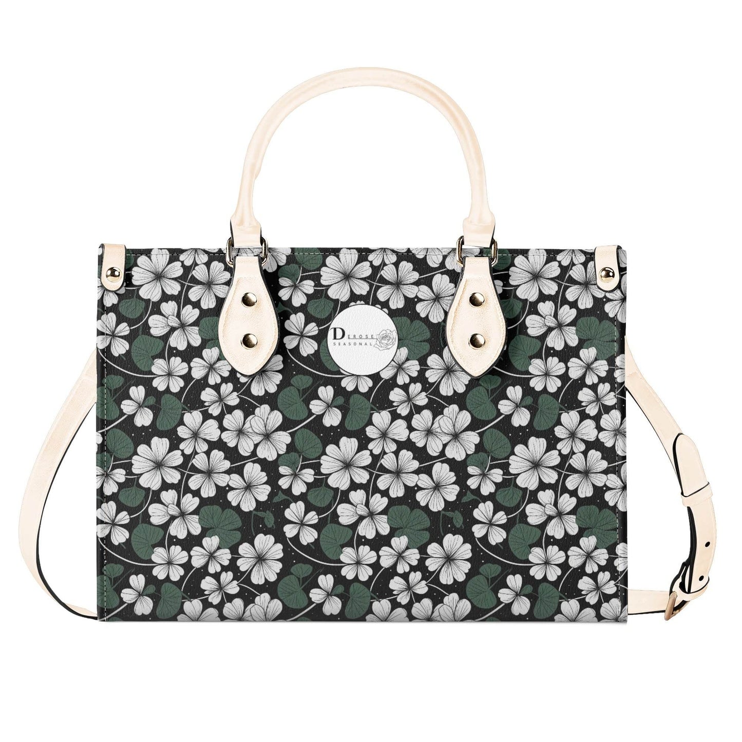 White Clover Luxury Women Leather Handbag (3 sizes) - DeRose Seasonal