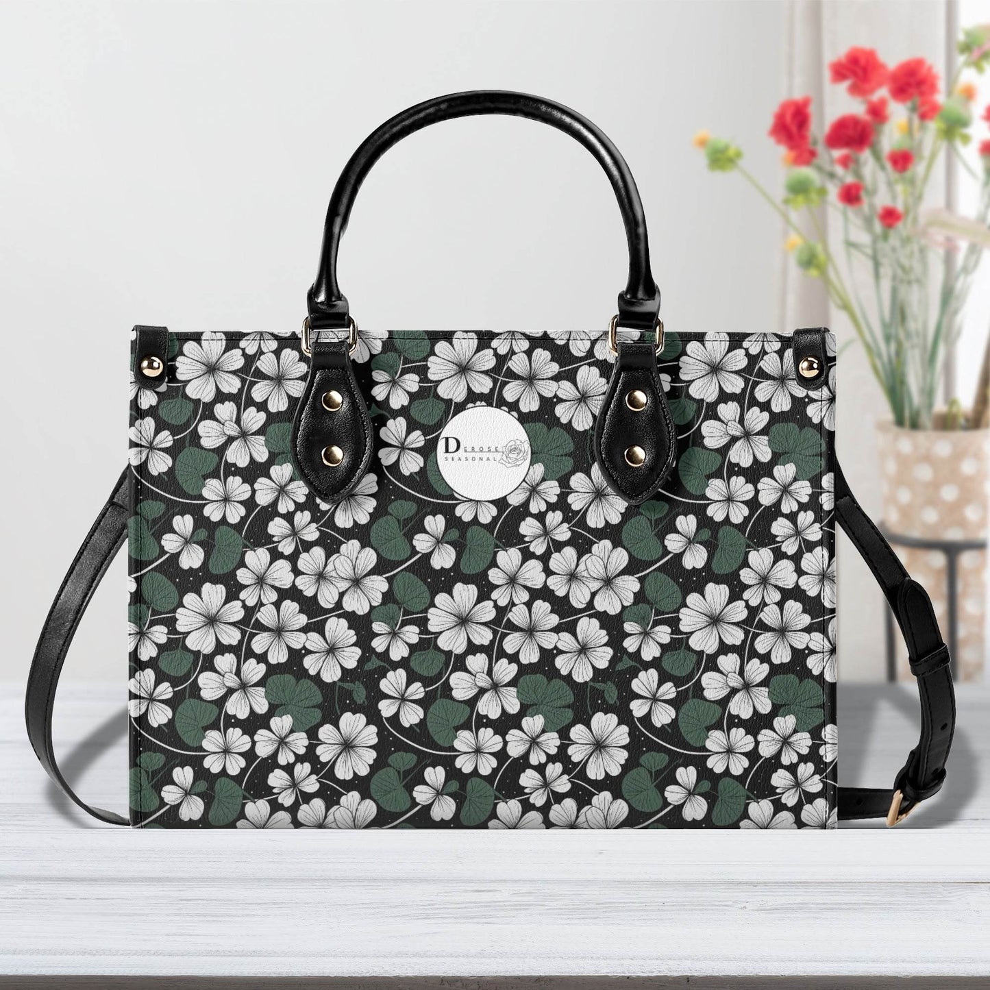 White Clover Luxury Women Leather Handbag (3 sizes) - DeRose Seasonal