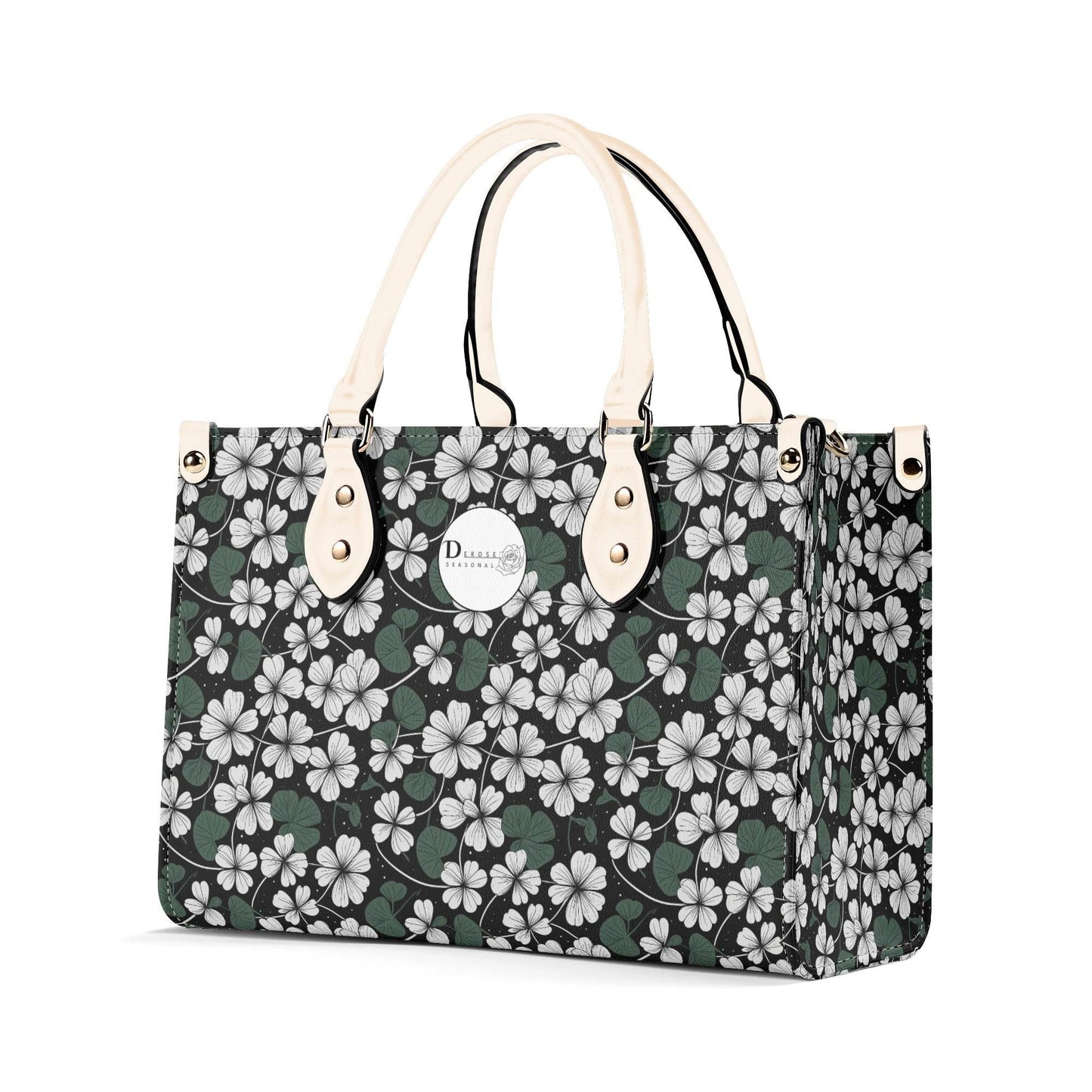 White Clover Luxury Women Leather Handbag (3 sizes) - DeRose Seasonal