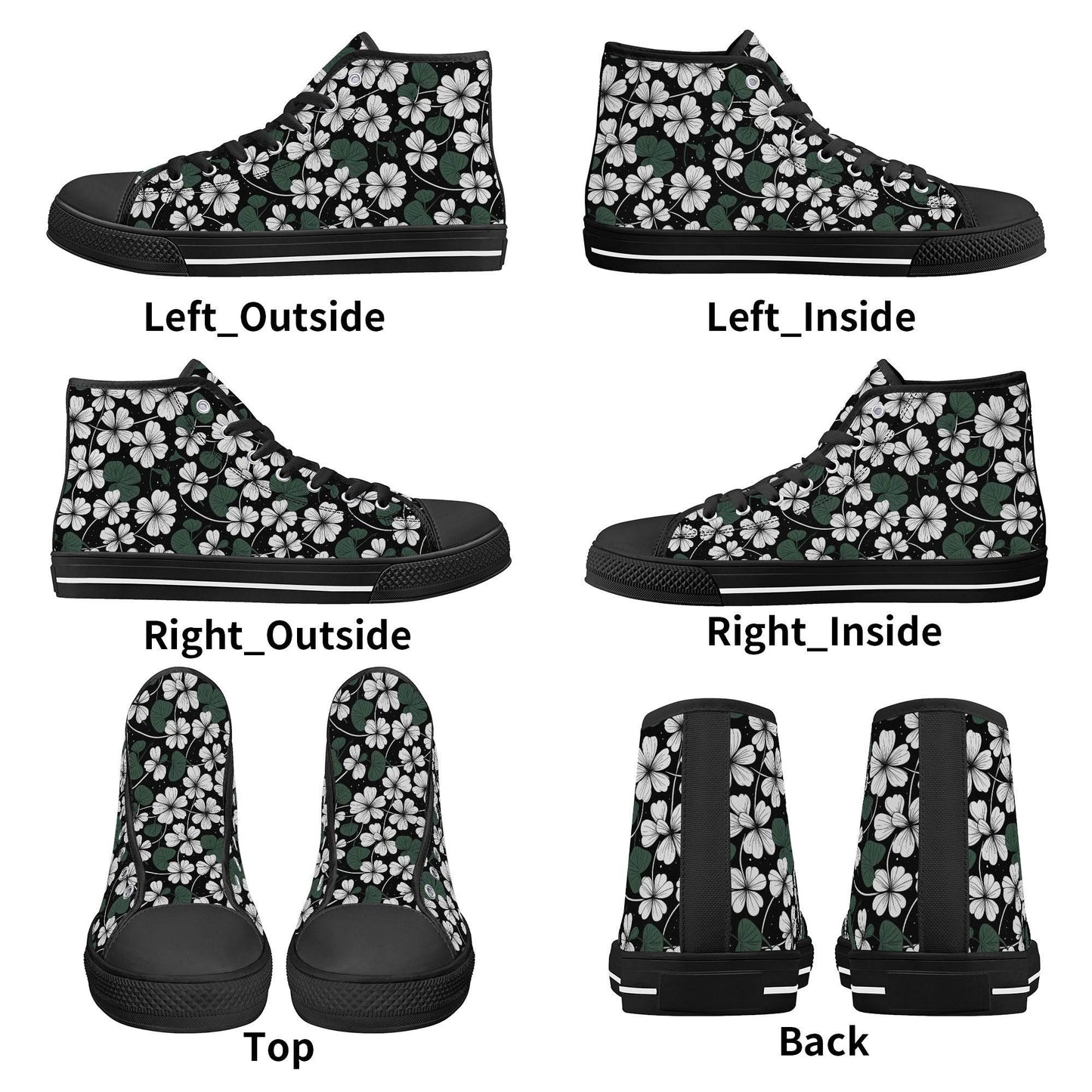White Clover Men's High Top Canvas Shoes - DeRose Seasonal