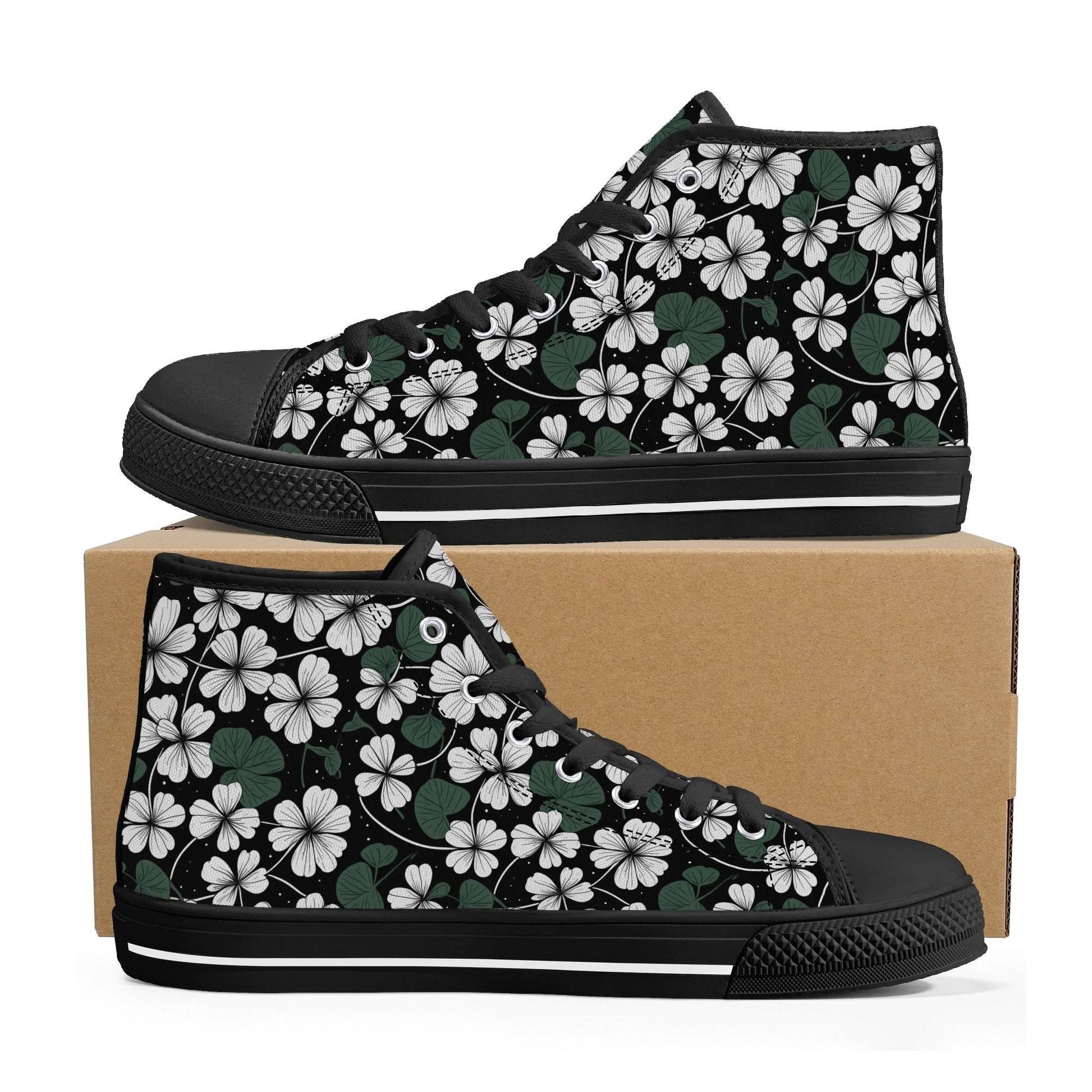 White Clover Men's High Top Canvas Shoes - DeRose Seasonal