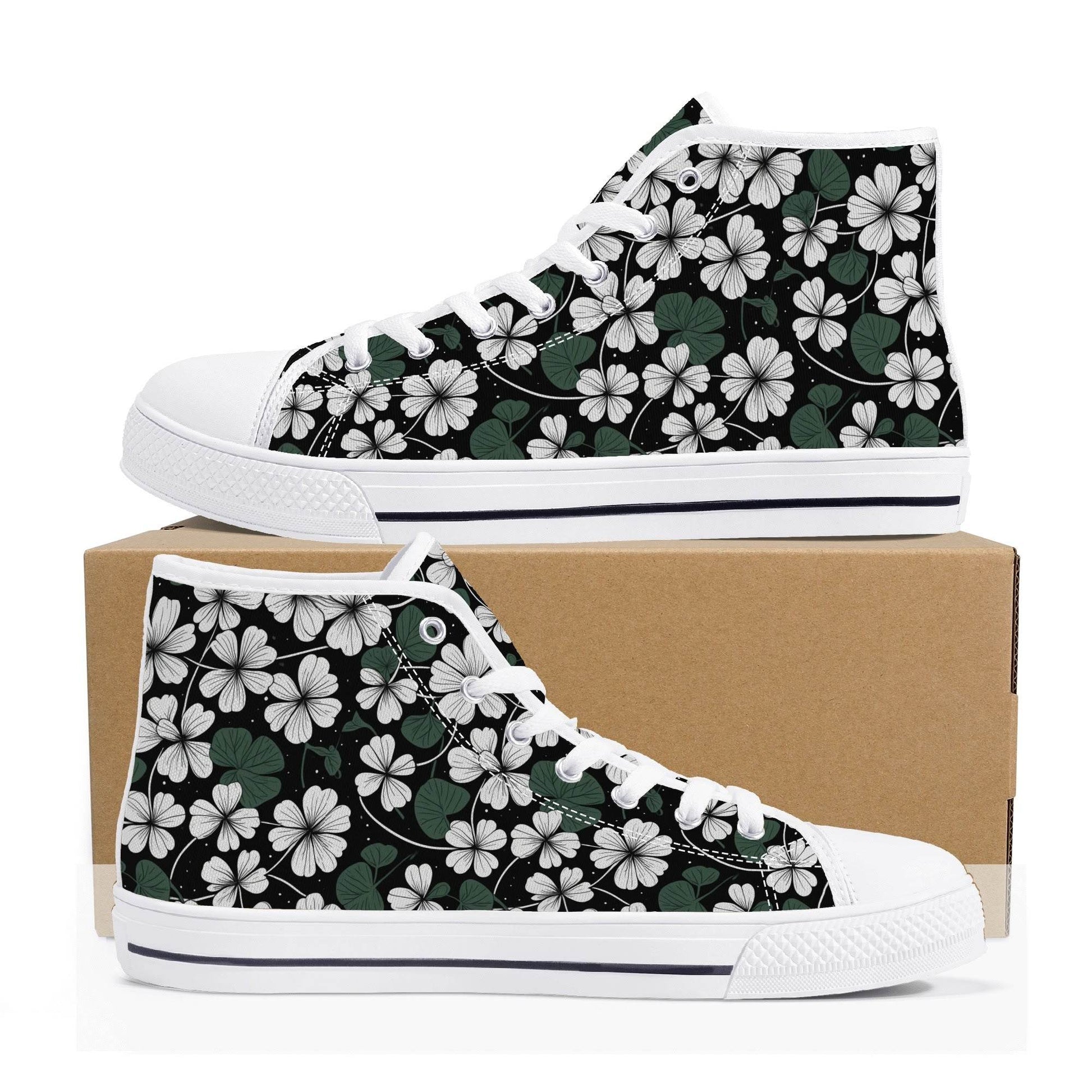 White Clover Men's High Top Canvas Shoes - DeRose Seasonal