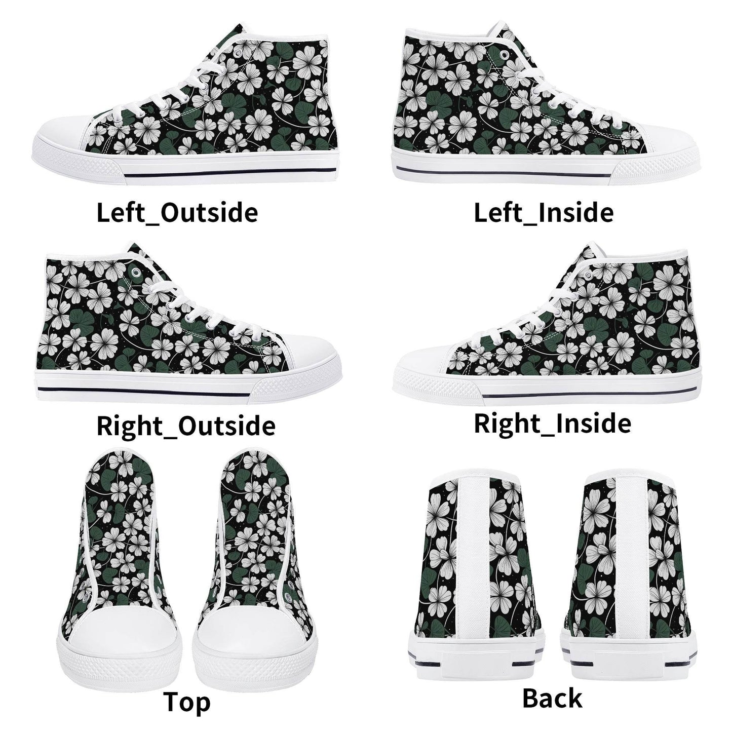 White Clover Men's High Top Canvas Shoes - DeRose Seasonal