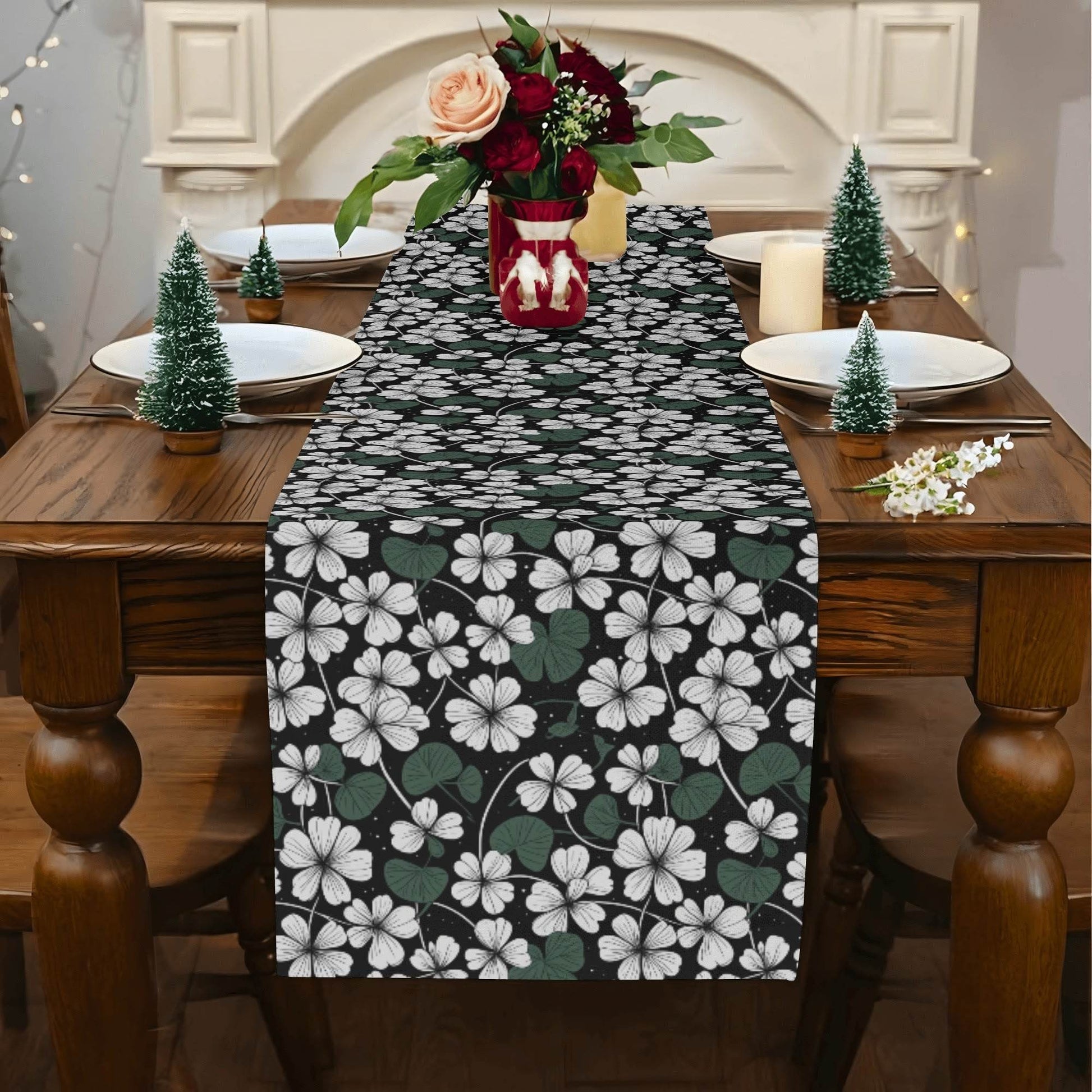 White Clover Polyester Table Runner - DeRose Seasonal