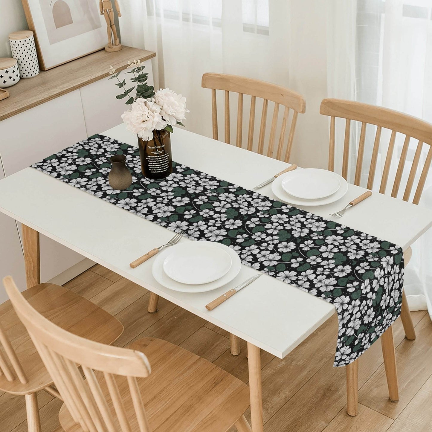 White Clover Polyester Table Runner - DeRose Seasonal