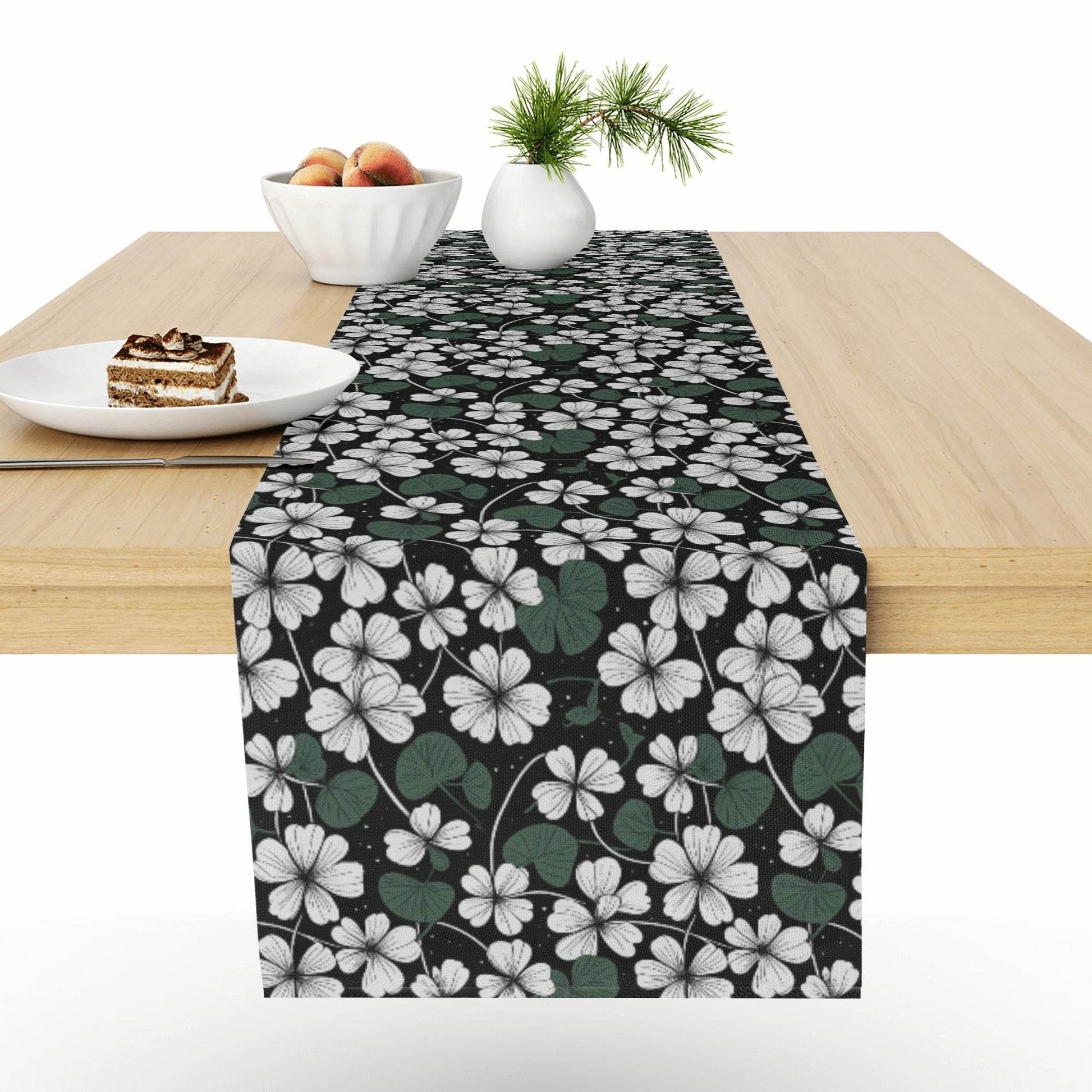 White Clover Polyester Table Runner - DeRose Seasonal