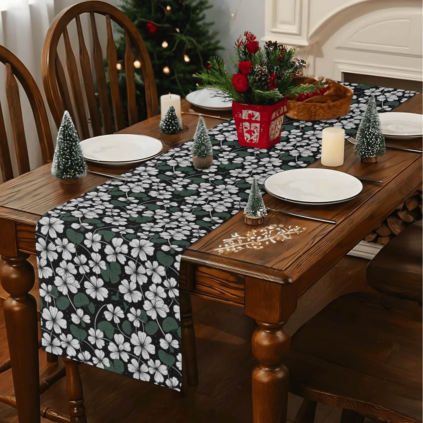 White Clover Polyester Table Runner - DeRose Seasonal