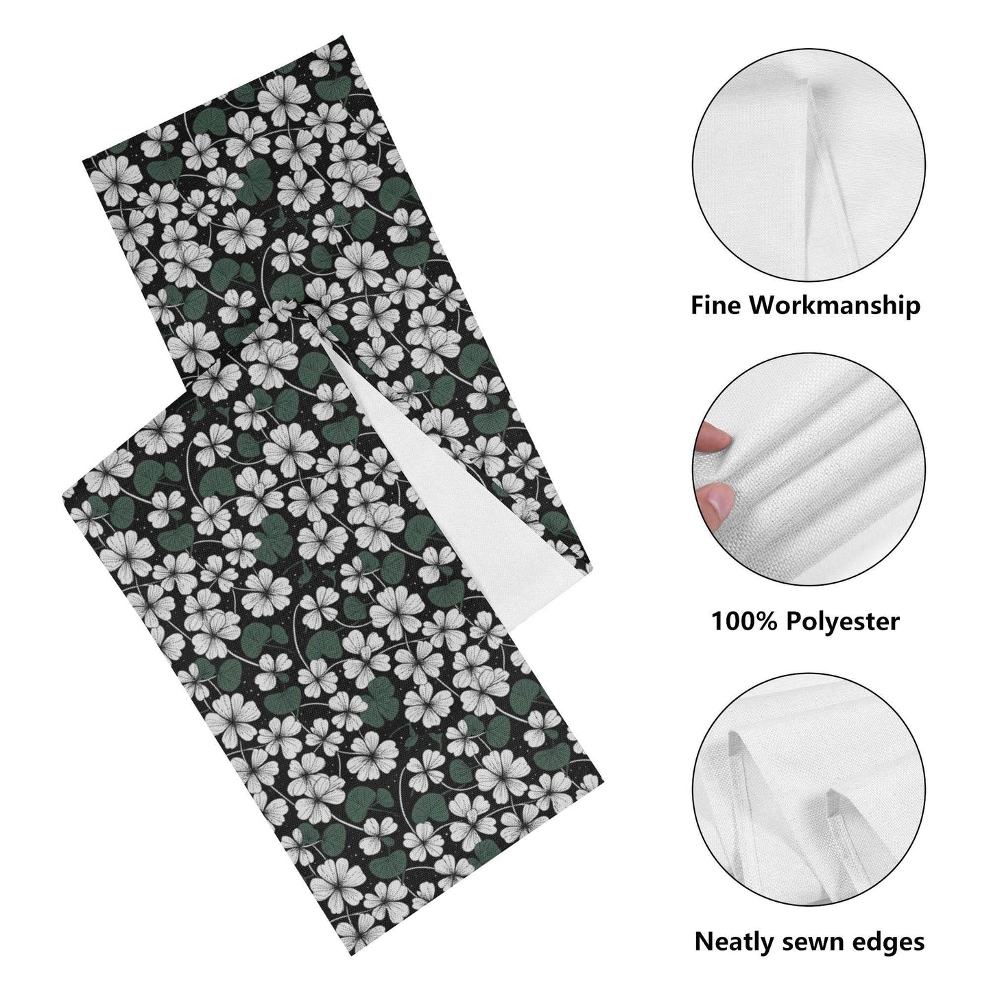 White Clover Polyester Table Runner - DeRose Seasonal
