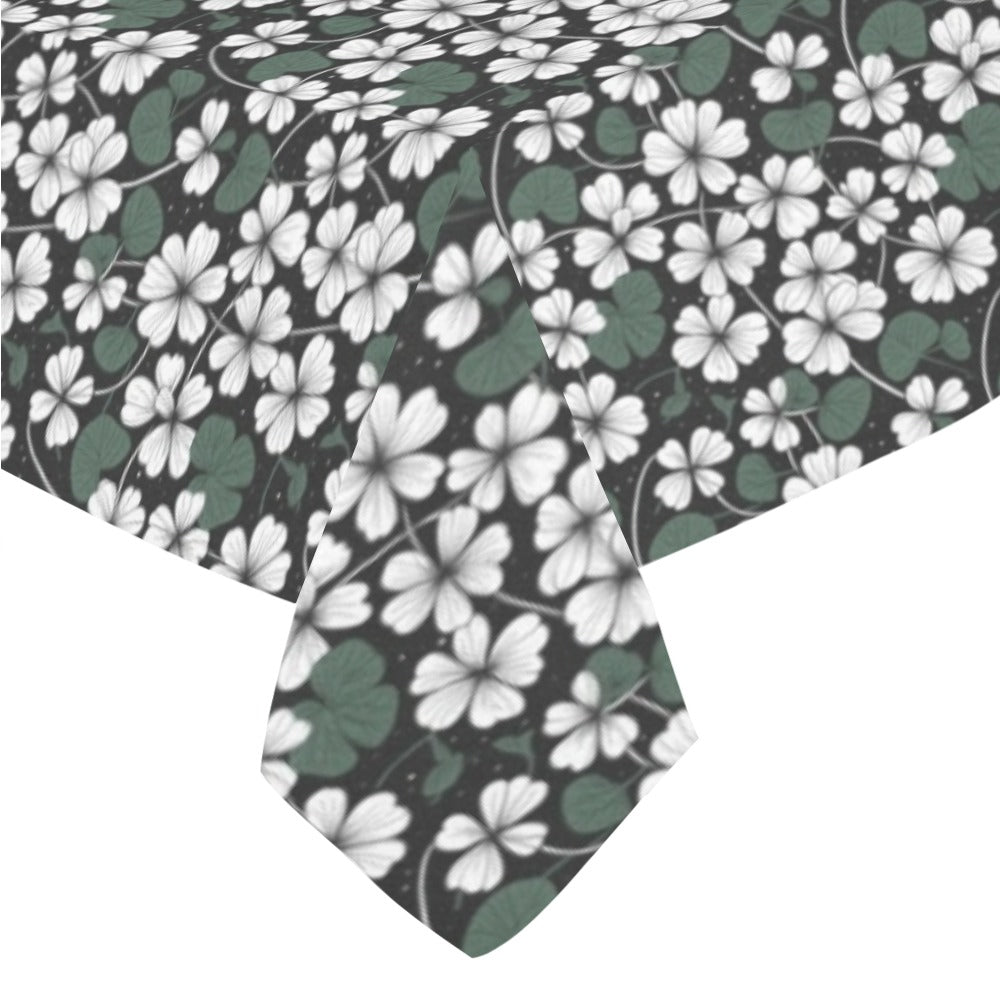 White Clover Polyester Tablecloth Polyester Tablecloth 70"x 52" DeRose Seasonal