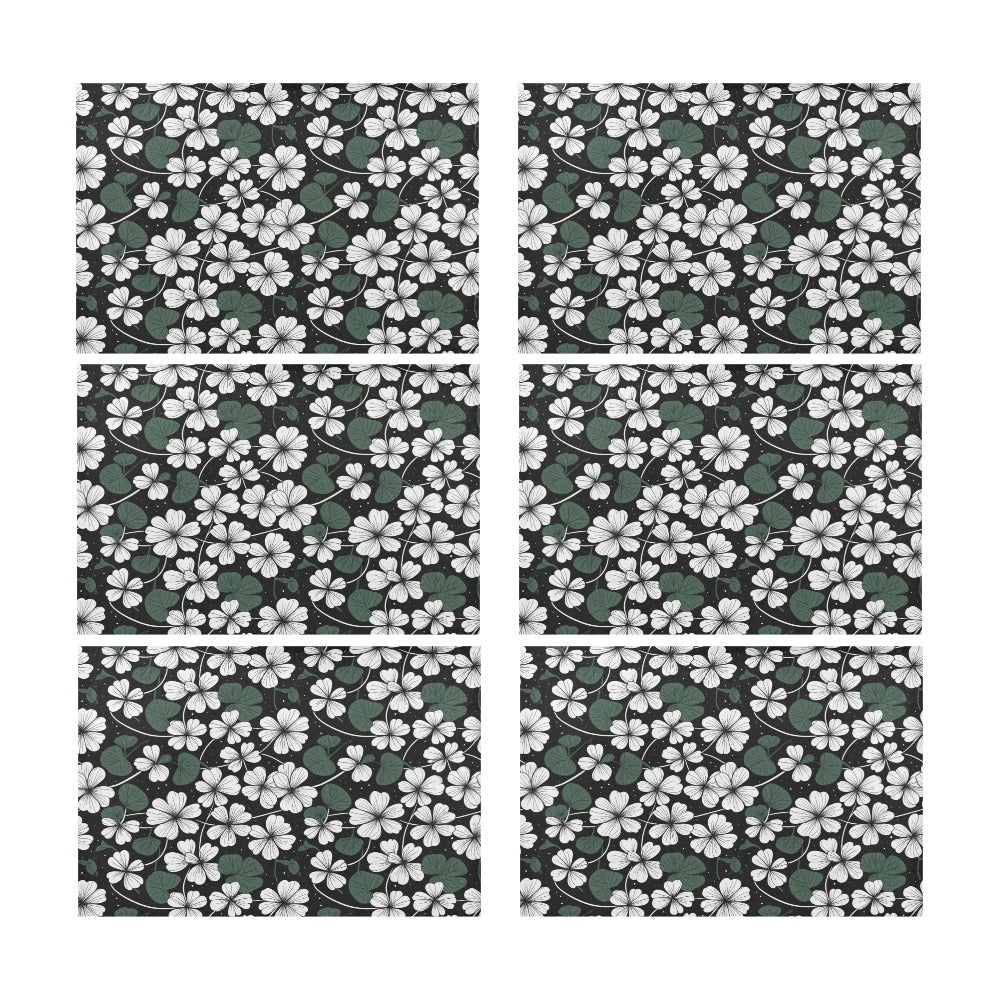 White Clover Table Placemat (set of 6) Placemats 12" x 18" (Set of 6) DeRose Seasonal