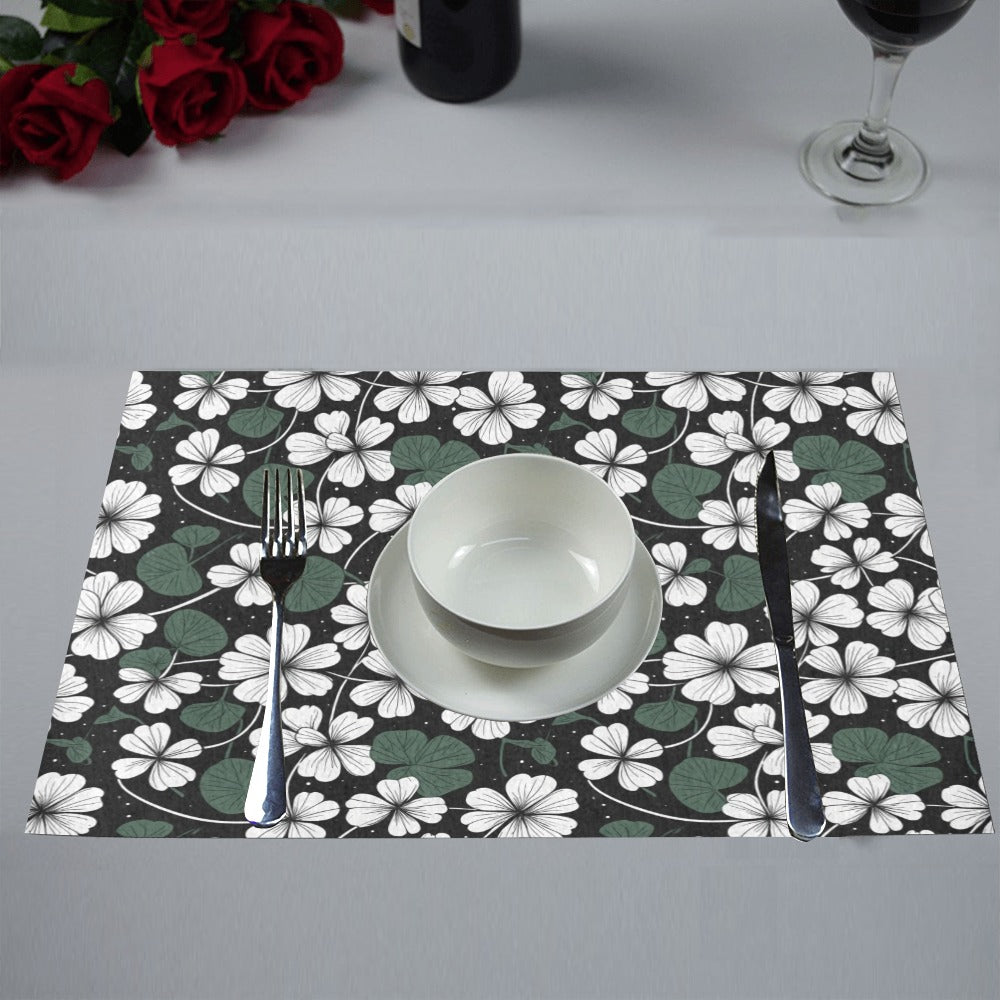 White Clover Table Placemat (set of 6) Placemats 12" x 18" (Set of 6) DeRose Seasonal
