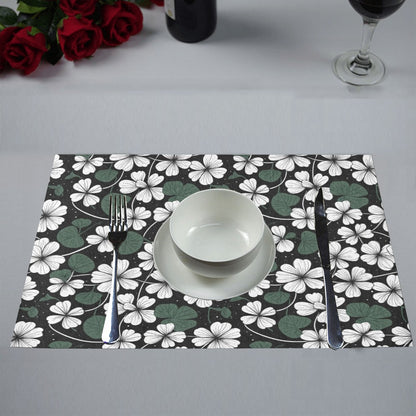 White Clover Table Placemat (set of 6) Placemats 12" x 18" (Set of 6) DeRose Seasonal