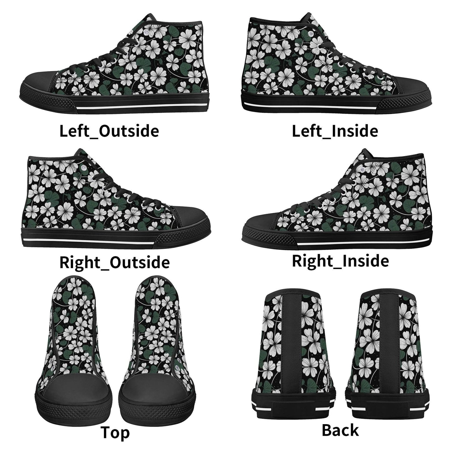 White Clover Women's High Top Canvas Shoes - DeRose Seasonal