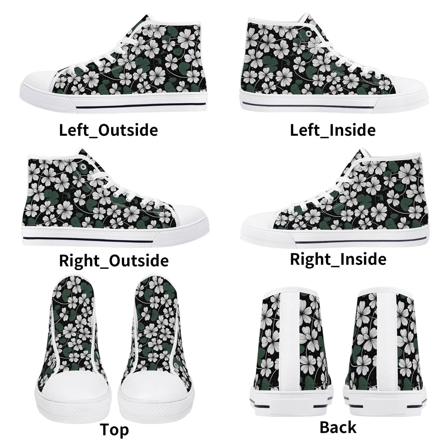White Clover Women's High Top Canvas Shoes - DeRose Seasonal
