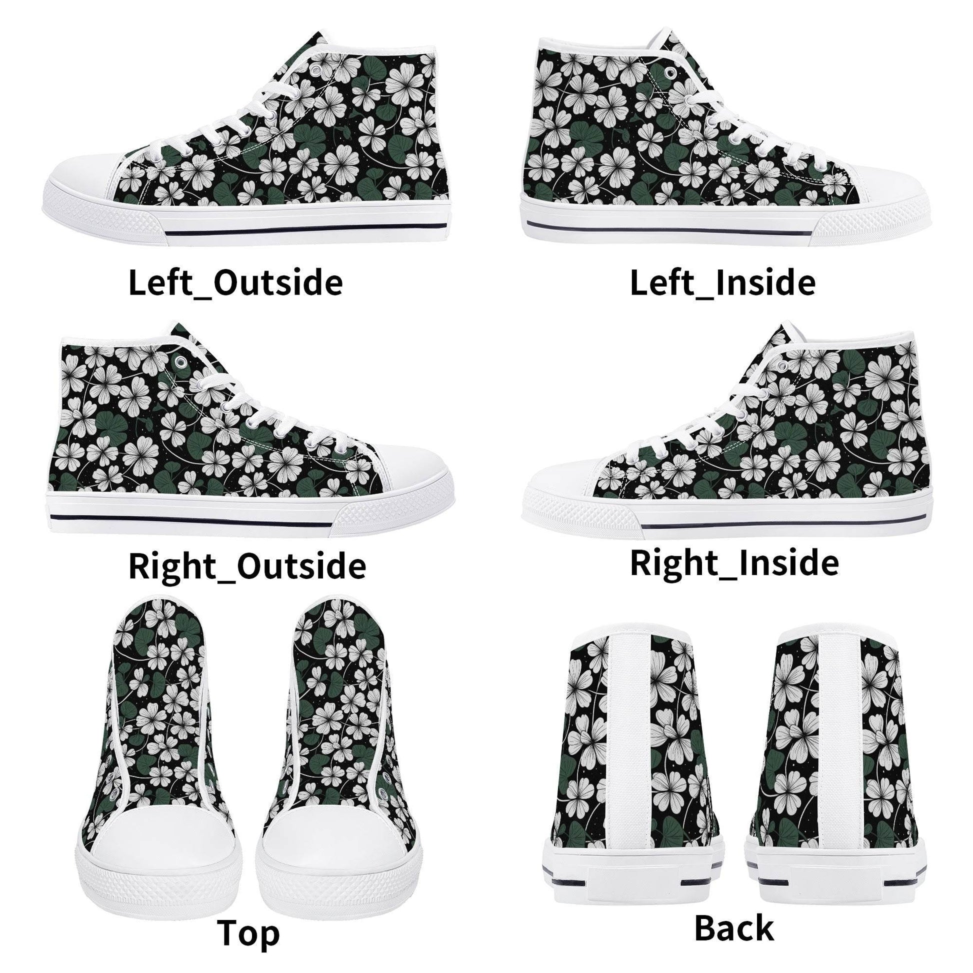 White Clover Women's High Top Canvas Shoes - DeRose Seasonal
