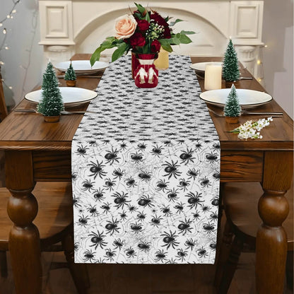 White and Black Spiders Polyester Table Runner - DeRose Seasonal