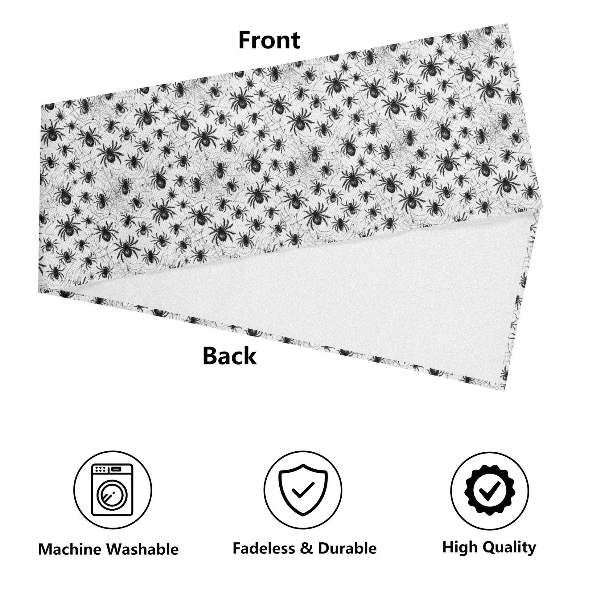 White and Black Spiders Polyester Table Runner - DeRose Seasonal