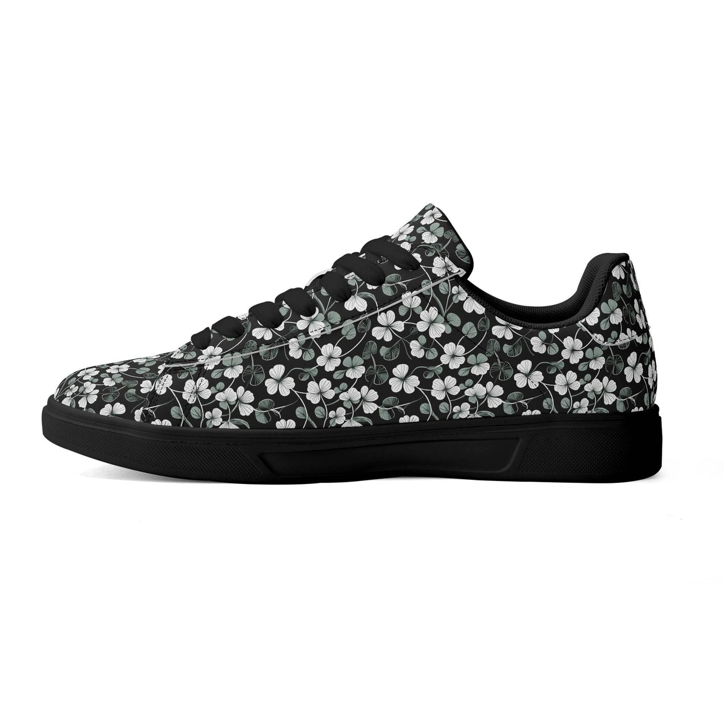 White and Green Clover Adult Lightweight Brand Low Top Leather Shoes - DeRose Seasonal