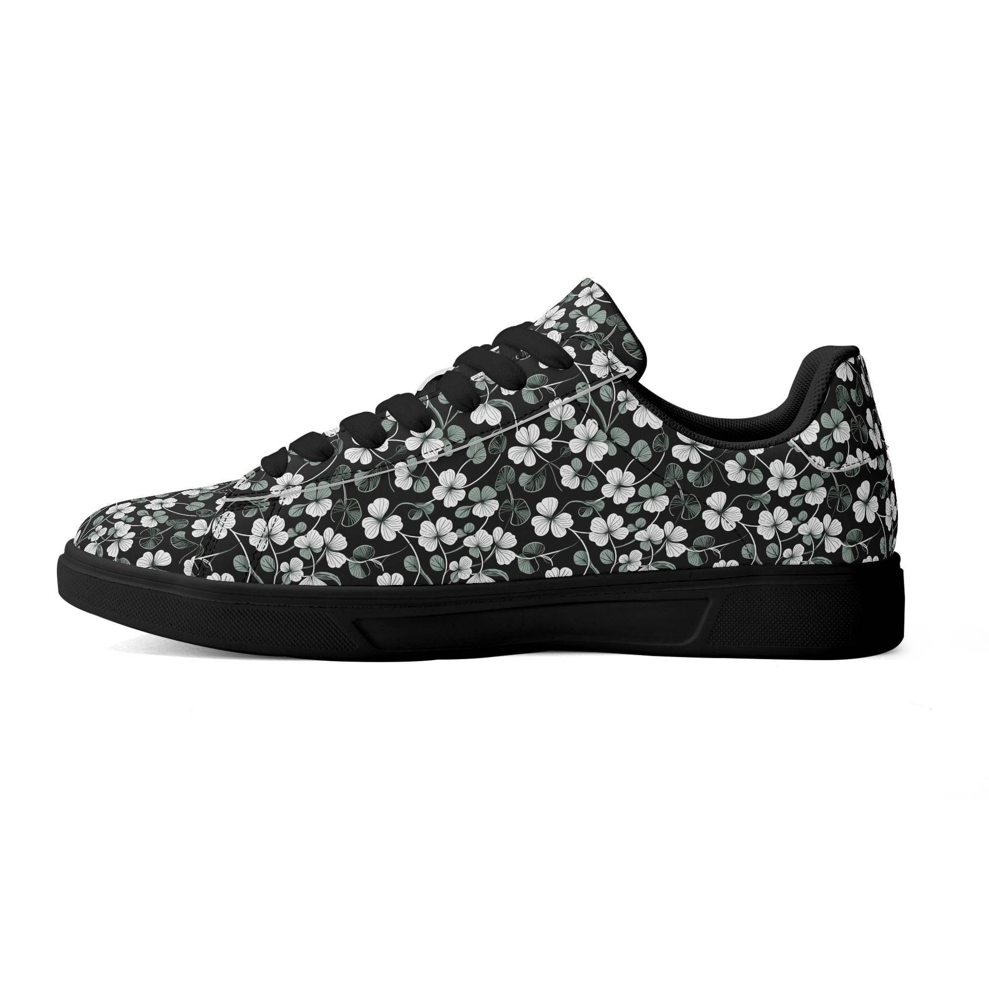 White and Green Clover Adult Lightweight Brand Low Top Leather Shoes - DeRose Seasonal