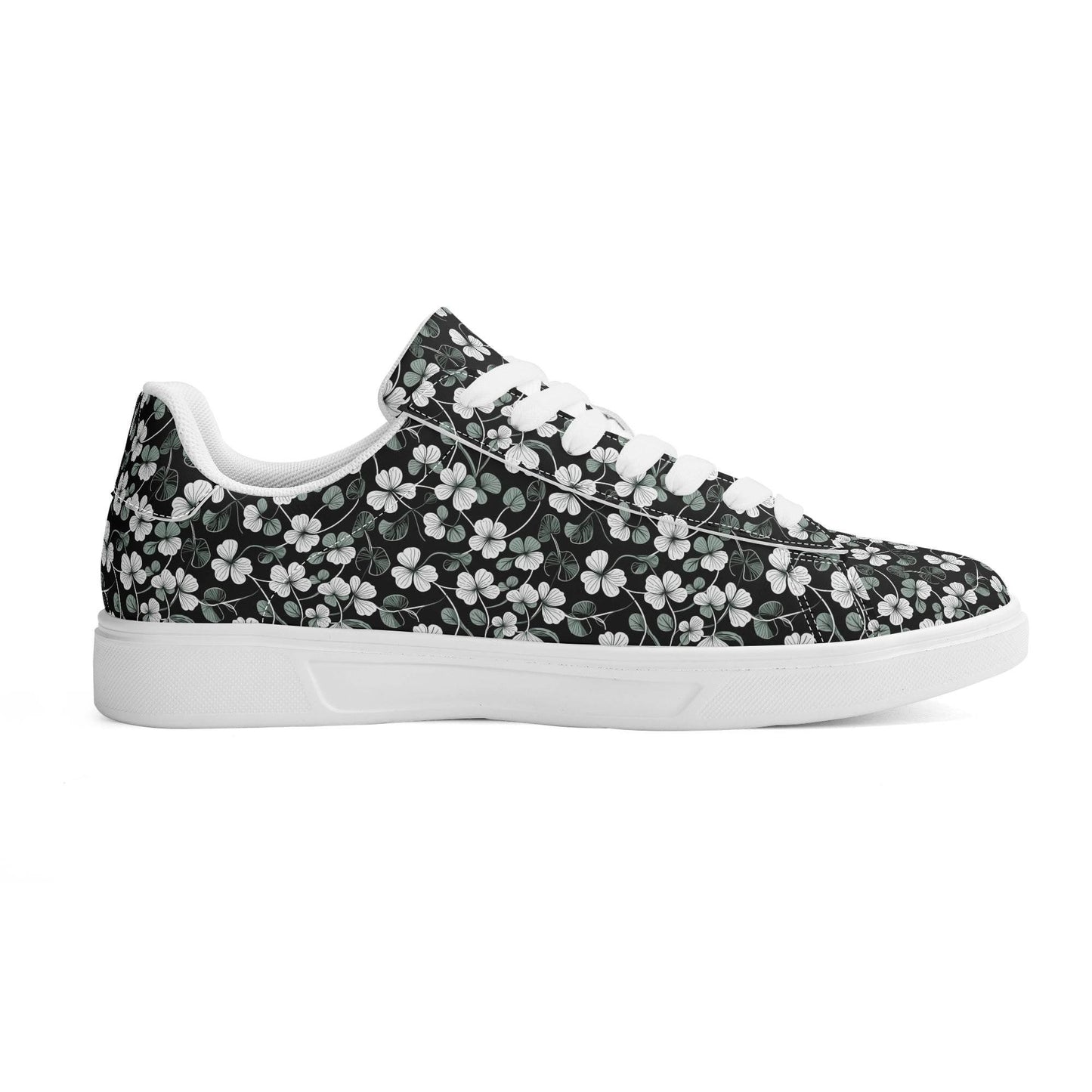 White and Green Clover Adult Lightweight Brand Low Top Leather Shoes - DeRose Seasonal