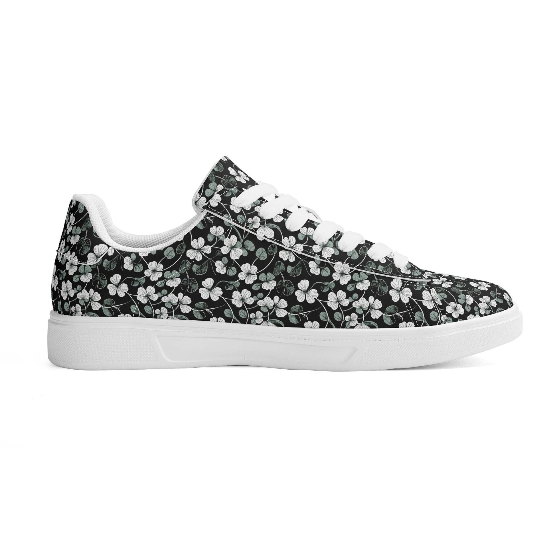 White and Green Clover Adult Lightweight Brand Low Top Leather Shoes - DeRose Seasonal