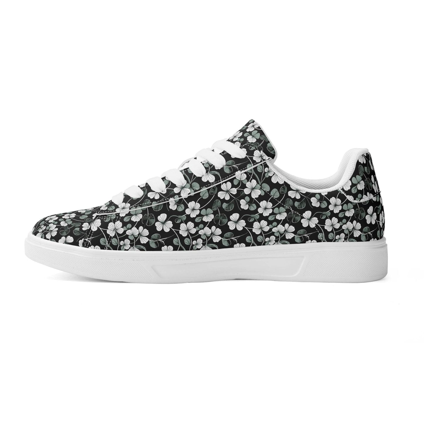 White and Green Clover Adult Lightweight Brand Low Top Leather Shoes - DeRose Seasonal