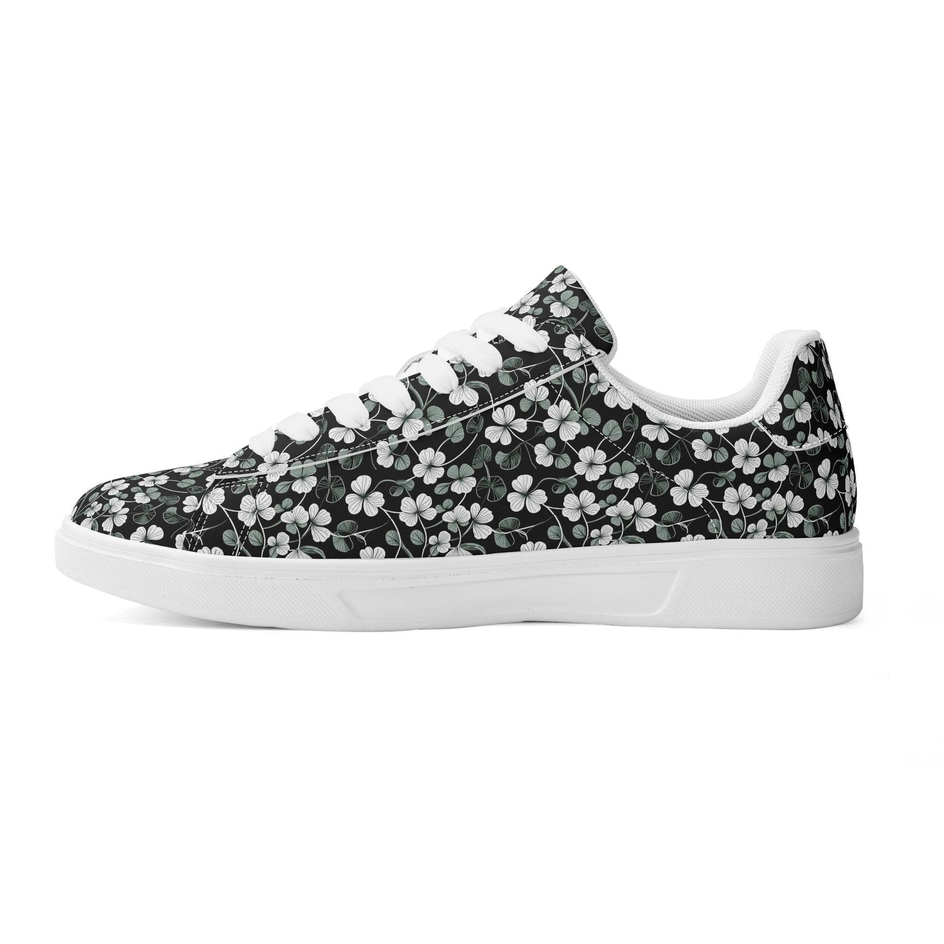 White and Green Clover Adult Lightweight Brand Low Top Leather Shoes - DeRose Seasonal